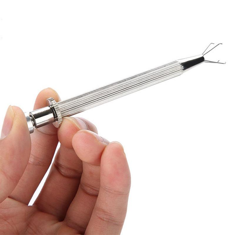 1Pc Surgical Steel Professional Push In Syringe Type Quad Prong Small Bead Holder Grab Ball Catcher Body Piercing Tool
