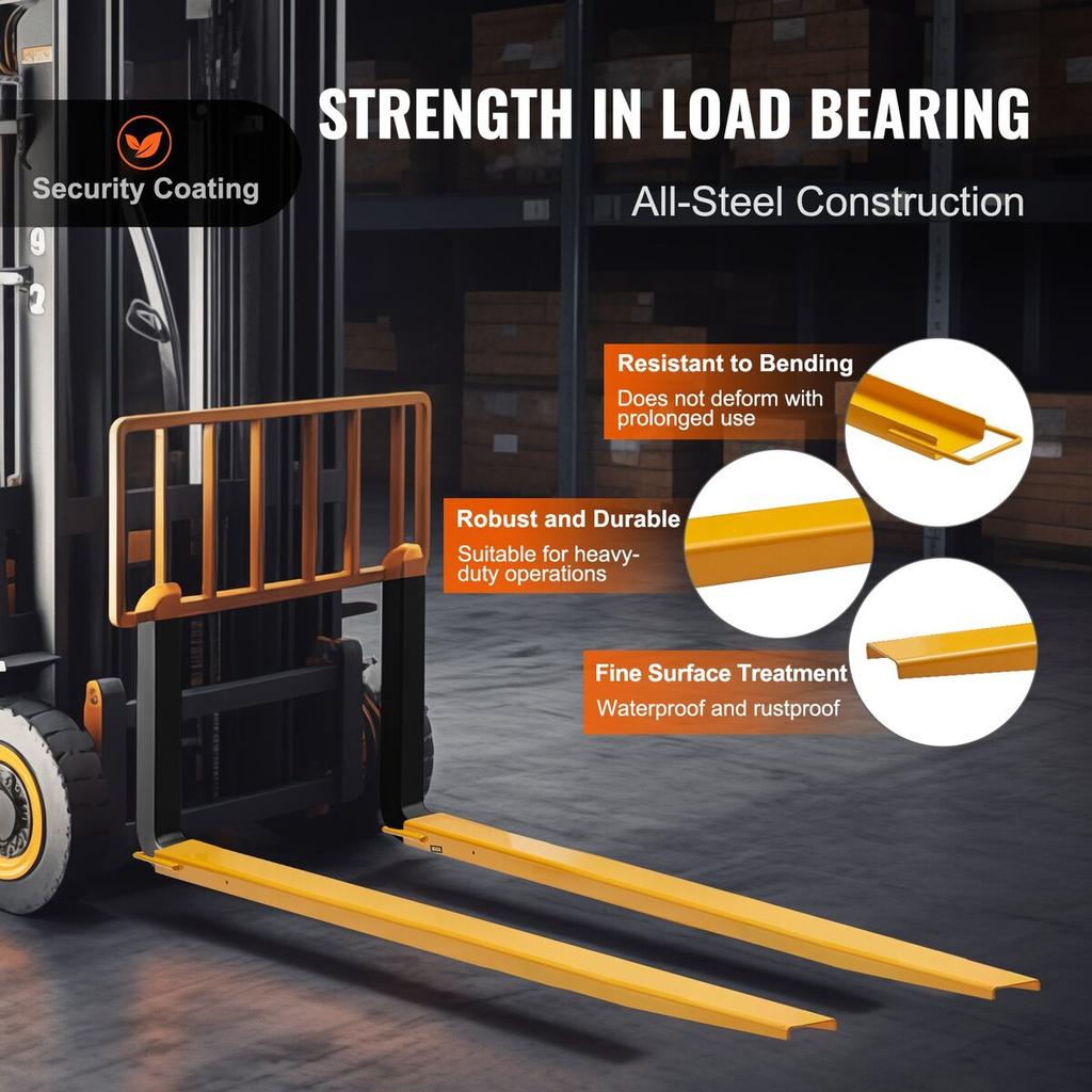 Pallet Fork Extensions, 84" Length 4.5" Width, Heavy Duty Carbon Steel Fork Extensions for Forklifts, 1 Pair Forklift Extensions, Industrial Forklift