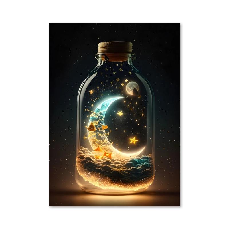 

В бутылке Замок Лес Пляж Воздушный шар Холст Печать Постеры и принты Настенные художественные картины для гостиной Домашний декор 30x40cm No Framed