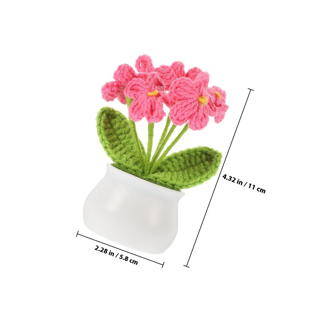 Crochet Potted Flower Adornment Exquisite Handcrafted Artificial Crochet Flower for Home Office Desktop Decoration Gift