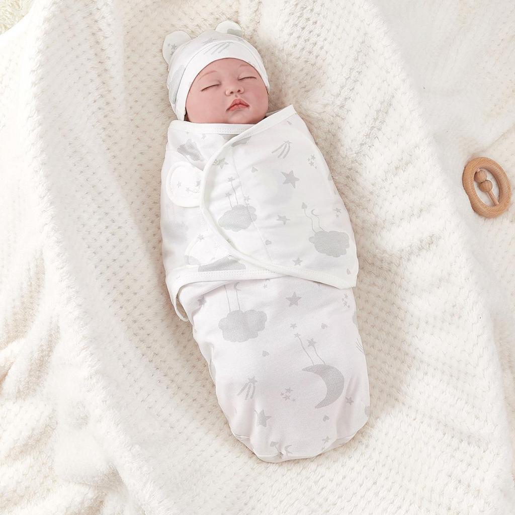 Pure Cotton Newborn Anti-Startle Swaddle & Blanket Set - Spring/Summer Baby Wrap