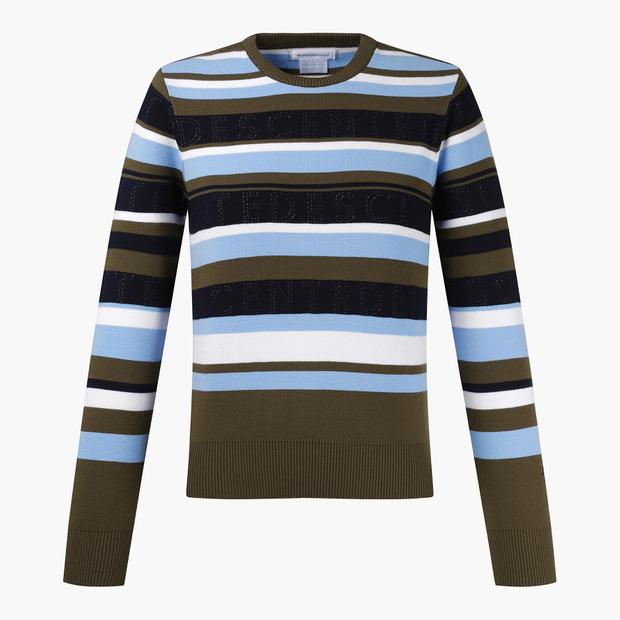 Descente Golf Women S Border Pattern Pullover Knit Blug/080