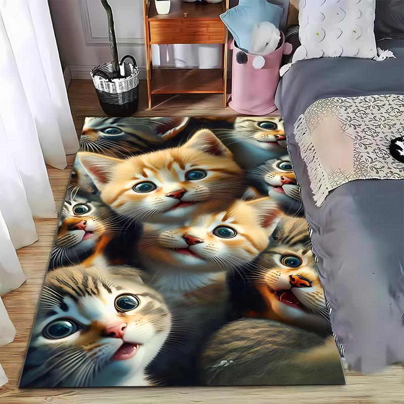 Cute Cartoon Cat Pattern Carpet for Bedroom, Living Room Decoration Suitable for Use As an Anti-slip for Living Room Bedroom Sofas