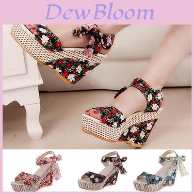 Premium Quality Women Boho Beach Sandals With Floral Wedge Heels For Summer Style