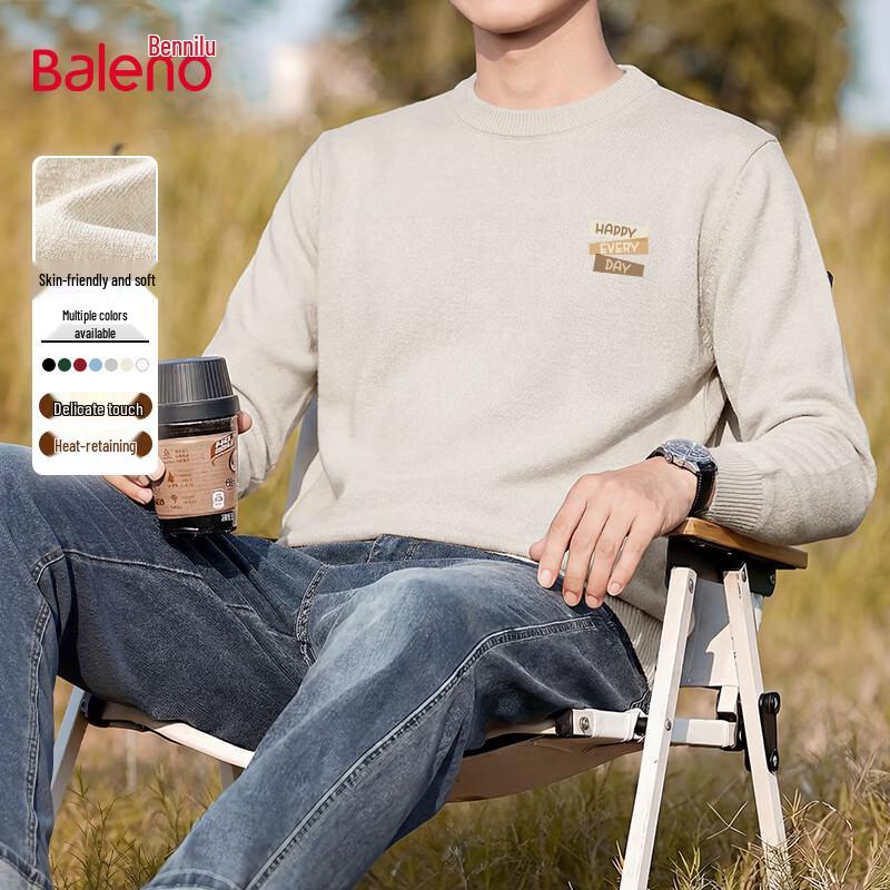Baleno Men s Letter Print Round Neck Knit Sweater 3XL