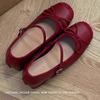 Retro bow thick heel Mary Jane shoes women's 2025 spring and summer new versatile inner height increase one-word buckle light mouth single shoes