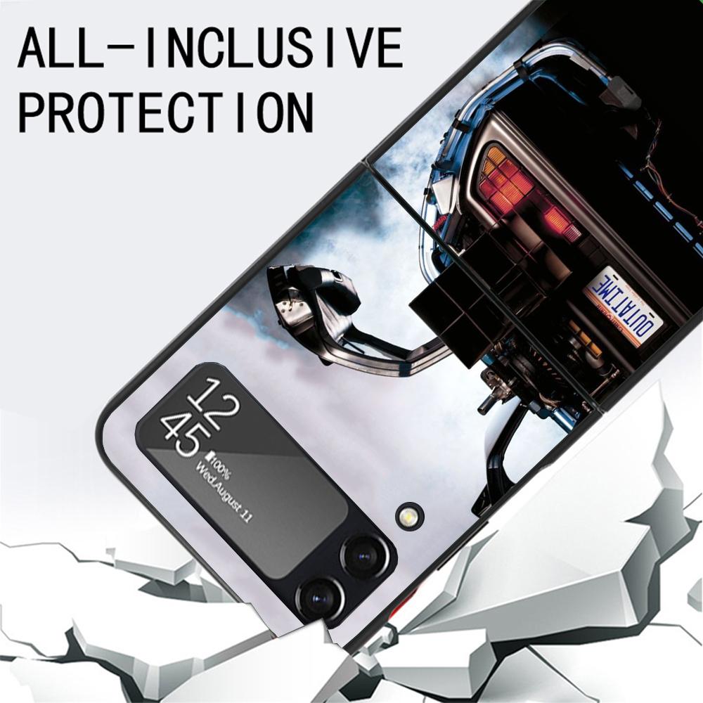 Back To The Future Time Machine Phone Case For Samsung Galaxy Z Flip3 Flip4 Flip5 Flip6 Flip7 For Z Flip 7 6 5 4 3 5G Hard Foldi