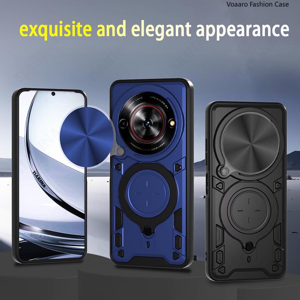 Rotate Slide Lens Funda for ZTE Nubia Focus 5G Armor Case for ZTE Blade A75 5G V60 Smart Case Magnetic Ring Stand Holder Cover