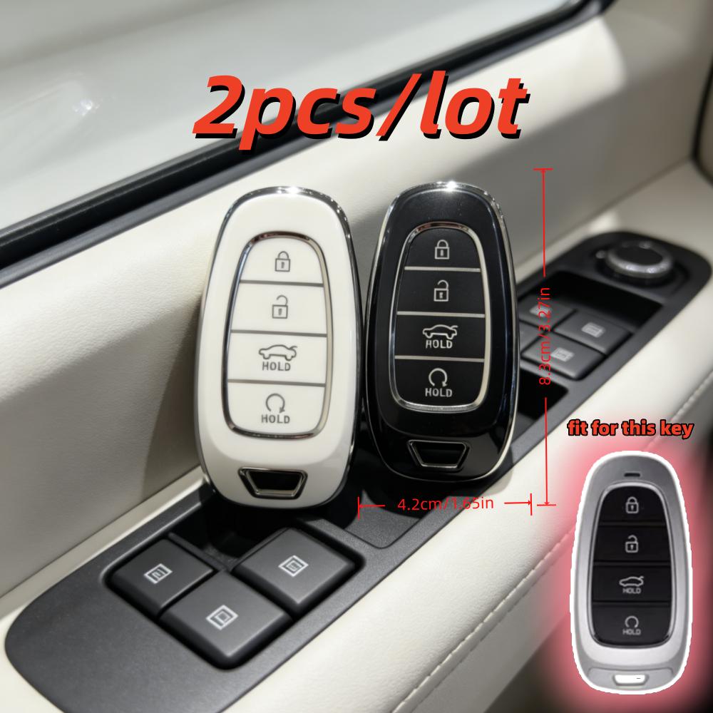 S/Lot Car Key Case Covers For Hyundai Sonata Nexo Santa Fe Tucson 4 Buttons