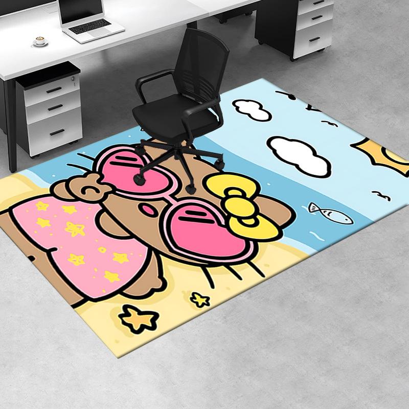 Office Rug Hello Kitty, Summer Beach Anti-Slip Rug, Machine Washable for Living Room, Bedroom, Office, Multiple Sizes, Bedroom Mat, Decorative Mat, Du