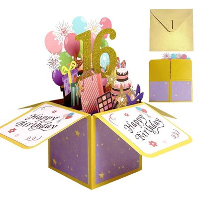 Greeting Card Beautiful Eye-catching 3D Design Hollow Glitter Gift Giving Paper Three-dimensional Box Birthday Card Home Supply