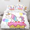 Cartoon Rainbow Unicorn Bedding Sets 135x200 Duvet Cover Set Pillowcases Queen Single Double Twin Size Bed Linen For Kids Girls