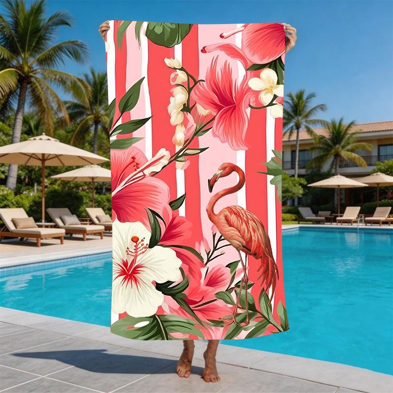 Pink Cocktail Beach Towel Tropical Drink With Flower Garnish Design Summer Vibes Microfiber Towel