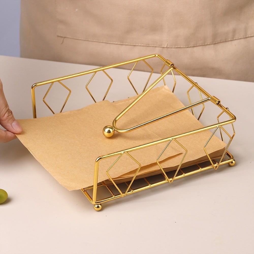 Elegant Metal Napkin Holder with Weighted Arm Square Napkin Box Decorative Holder Rustic Napkin Tray