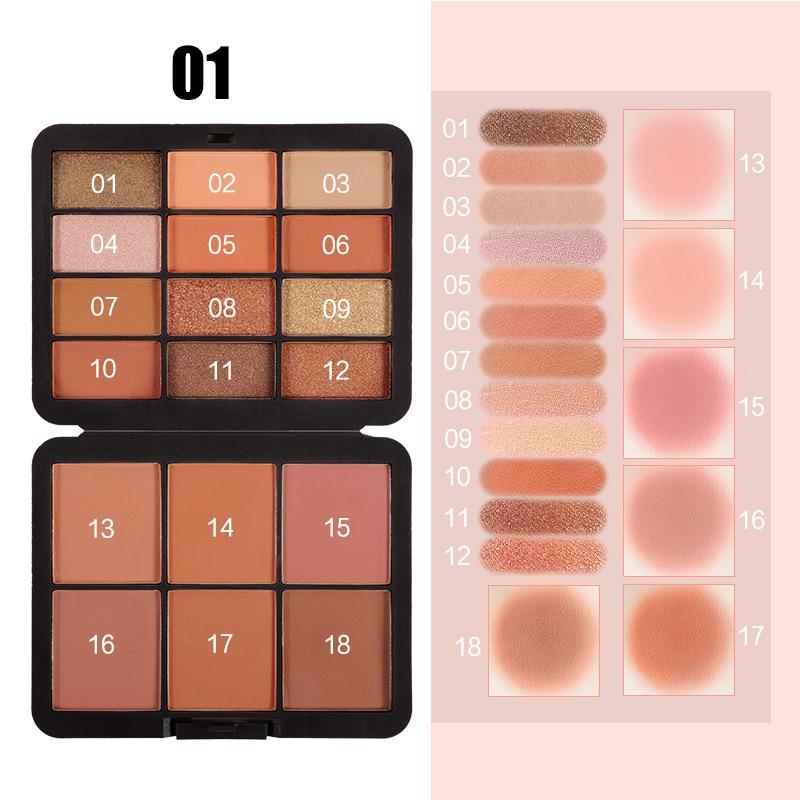 

BSIMONE Makeup 18-Color Eyeshadow & Blush Palette Matte Shimmer Glitter Earth Tone Multi-Color Portable Eyeshadow Palette 1