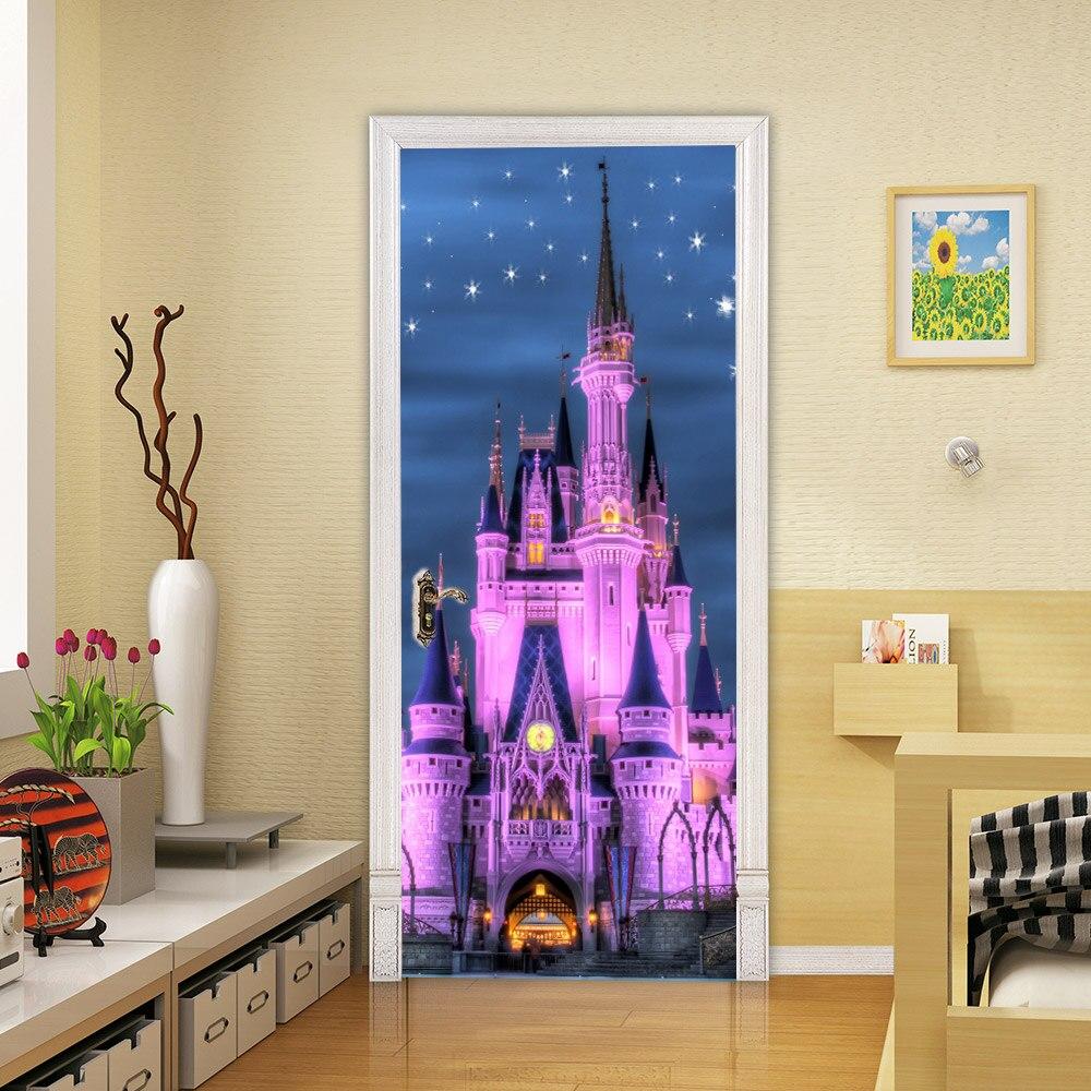 Glowing In the Night Castle Sticker Decals for Door Decoration Waterproof Removable Vinyl DIY Stickers Porte Princess Girls Room