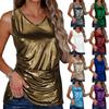 Ladies' Casual Fashionable Shiny Party Sleeveless Top