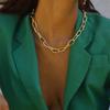Women's Thick Chain Toggle Clasp Necklace Minimalist Mixed Linked Circle Choker Hot Fashion Accessory
