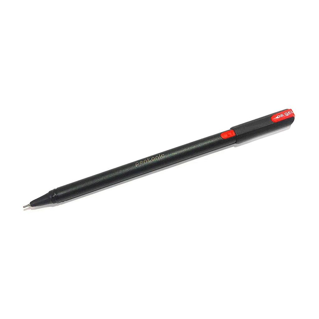 Pentonic 0.6 Mm Gel Pen Blister Pack Red Ink Black Body for Office Home & School Pack of 1 X 10pcs
