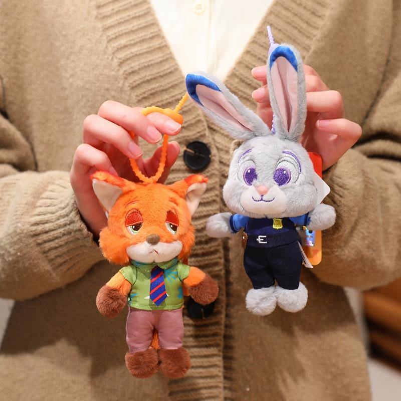 Disney Zootopia Pluszowa Zabawka Wisiorek Nick Wilde Judith Laverne Hopps Pluszowa Lalka Breloczek Urok dla Pary Prezent Urodzinowy Świąteczny
