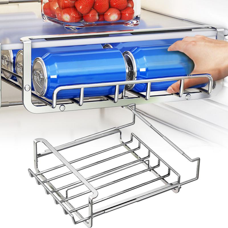 Drink Organizer For Fridge Automatic Beverage Organizer Soda Can Organizer Rack Stainless Steel Can Storage Holder For