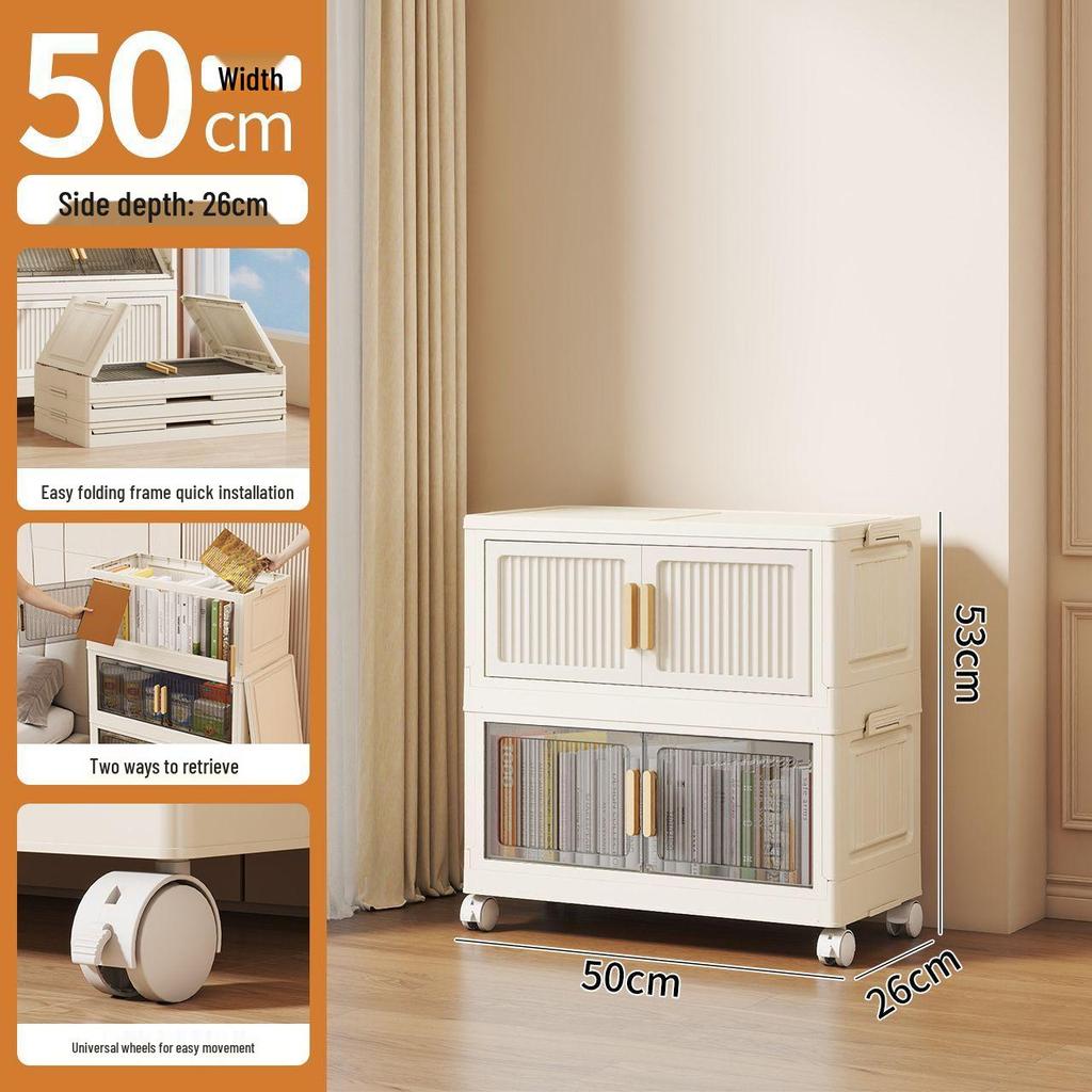 Foldable Multi-Layer Plastic Storage Cabinet - Dustproof Organizer for Toys, Snacks, and Miscellaneous Items