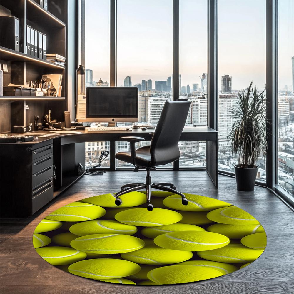 tennis Printed Round Rug Carpet Chair Rug Area Rug Entryway Doormats,for Office Chair Living Room Bedroom Kitchen Room.
