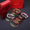 Fashionable Retro Nail Adjustable Leather Stainless Steel Minimalist Design Leather Rope Bracelet