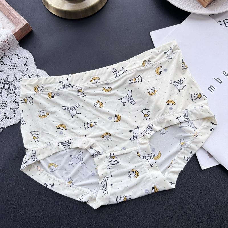 

Женское нижнее белье больших размеров на весну и лето, милое, с принтом, из ледяного шелка, с высокой талией XL