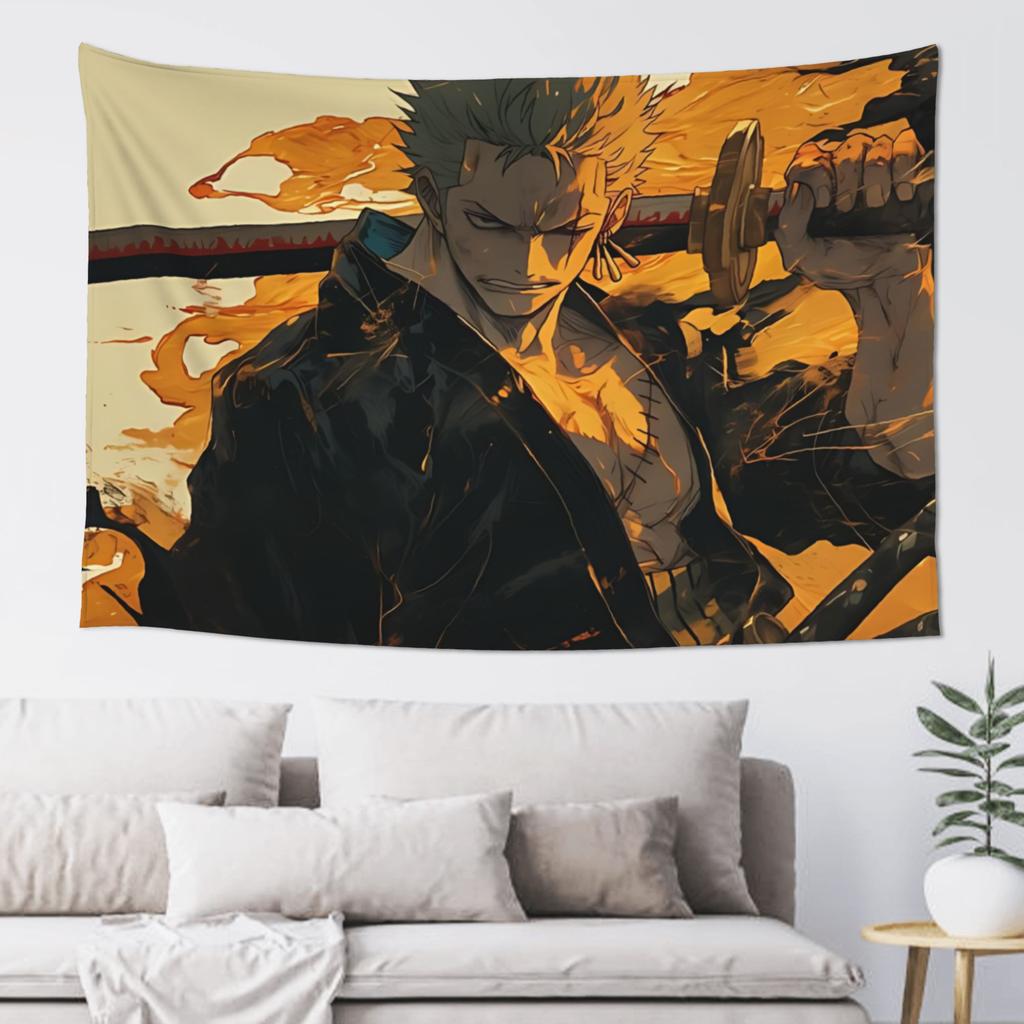 Cutecore Anime One Pieces Tapestry Bedroom Decoration Zoro Wall Hanging Blanket Tapestry Cool Stuff For Room
