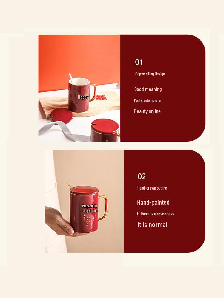Elegant Newlywed Ceramic Mug Set - Luxurious Gift Boxed Pair