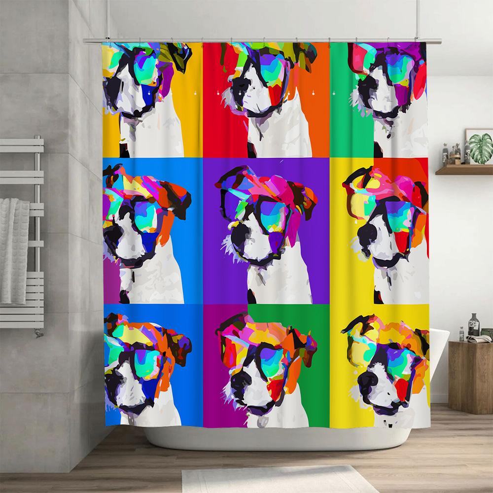 Adorable Dachshund Love Hearts Blue Shower Curtain For Bathroom Decor High-Quality Fabric Waterproof Design Suitable For Pet Lov