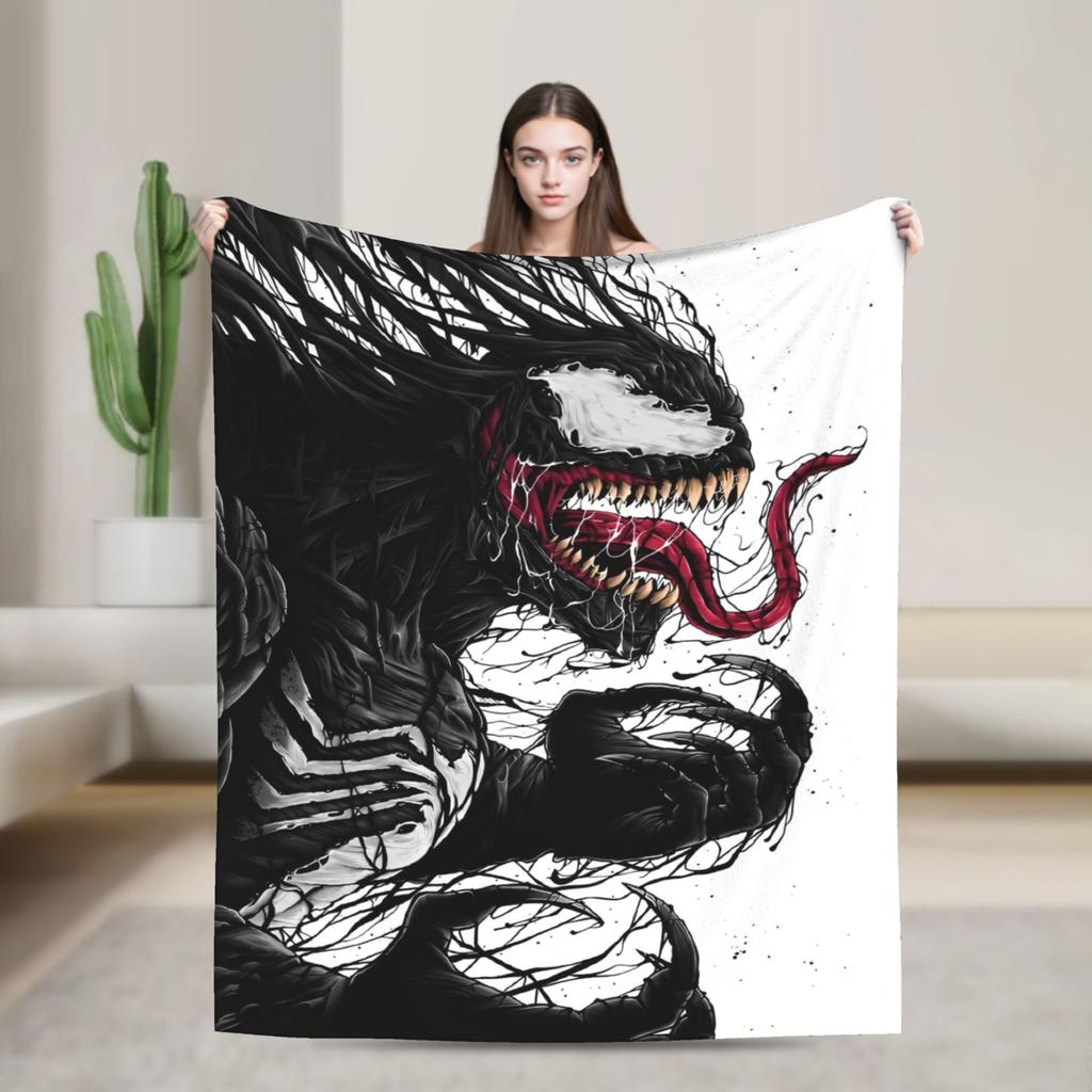 Venom Blanket  Warm Street Trend Plush Throw Blanket For Children Bedroom Flannel Bedspread Bed Cover
