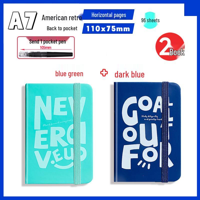 A7 Mini Retro Amerikanischer Stil Taschenformat Notizbuch - Tragbares Kleines Notizbuch für Planung oder Geschenke.