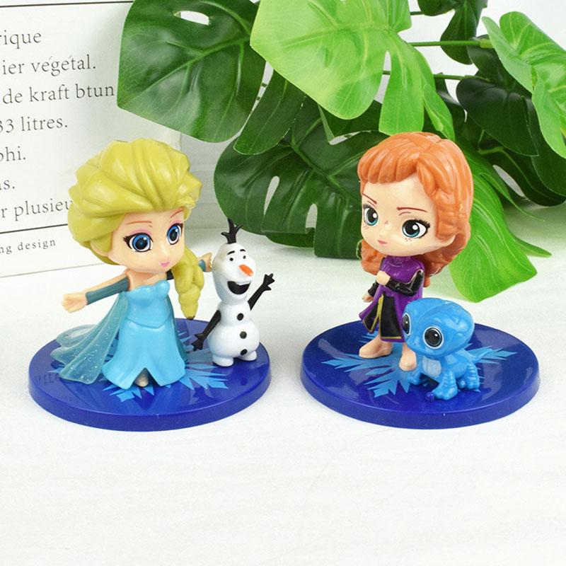

2Pcs/Kit Frozen Animation Figures Room Decoration Accessories Animation Design Anna Elsa Princess Figure Miniature Playthings Kids Celebration
