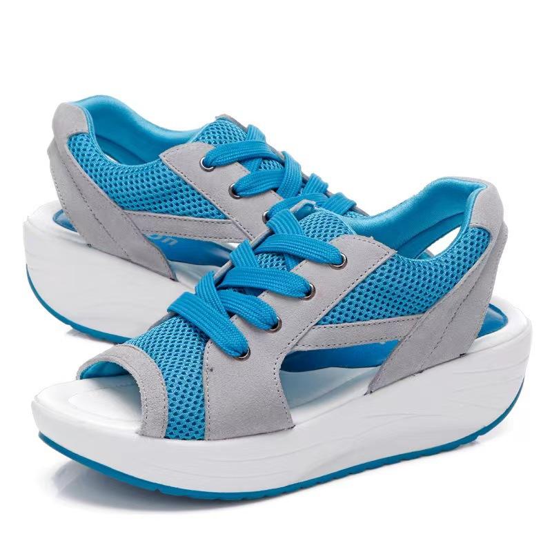 Women's Strappy Platform Sandals Sports Sabot Sneakers Shoes Open Toe Comfortable Casual Mesh Breathable Sandals Summer 2024