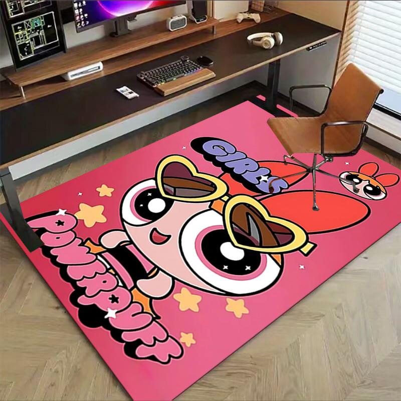 1pc GIRLS POWERPUFF Carpet Anti Slip Polyester Floor Mat for office.Bedroom