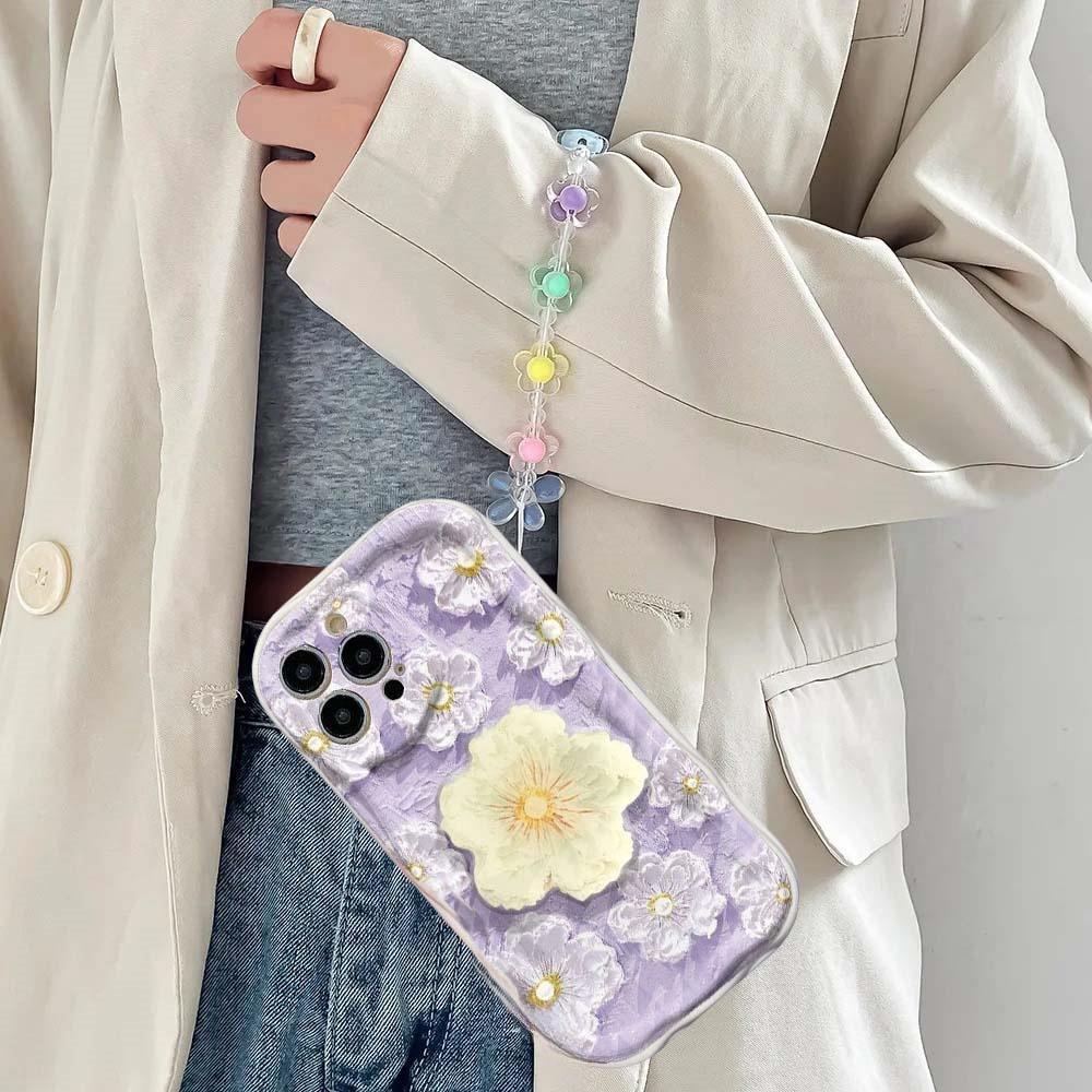 Colorful Flower Wrist Strap Case For Motorola Moto Edge 50 Fusion Pro Ultra G84 G14 G75 G35 G05 G15 G22 G30 G24 G54 G34 E22 G35