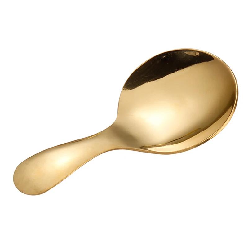 

Cute Stainless Steel Spoon Short Handle Gold Ice Cream Tea Coffee Spoon Kids Spoon Kitchen Condiment Spice Scoop-Homeclub золотой