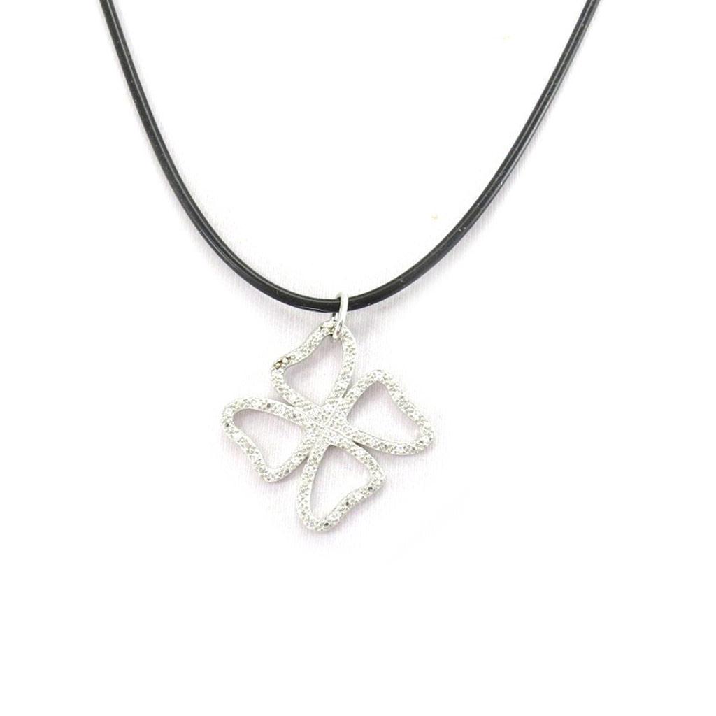 Altesse [L5363] - White 'Clover' Silver Necklace