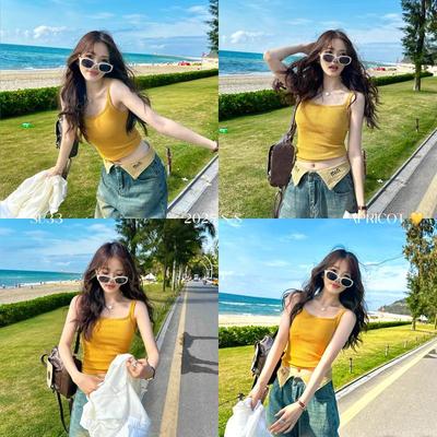 Summer Women's Camisole Vest with Chest Pads & Stylish Back Design - Perfect for Outerwear or Innerwear with Customizable Logo