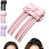 Pinza per capelli rosa wireless riscaldata soffice per radici, spazzola per lo styling volumizzante con controllo intelligente della temperatura a doppia velocità