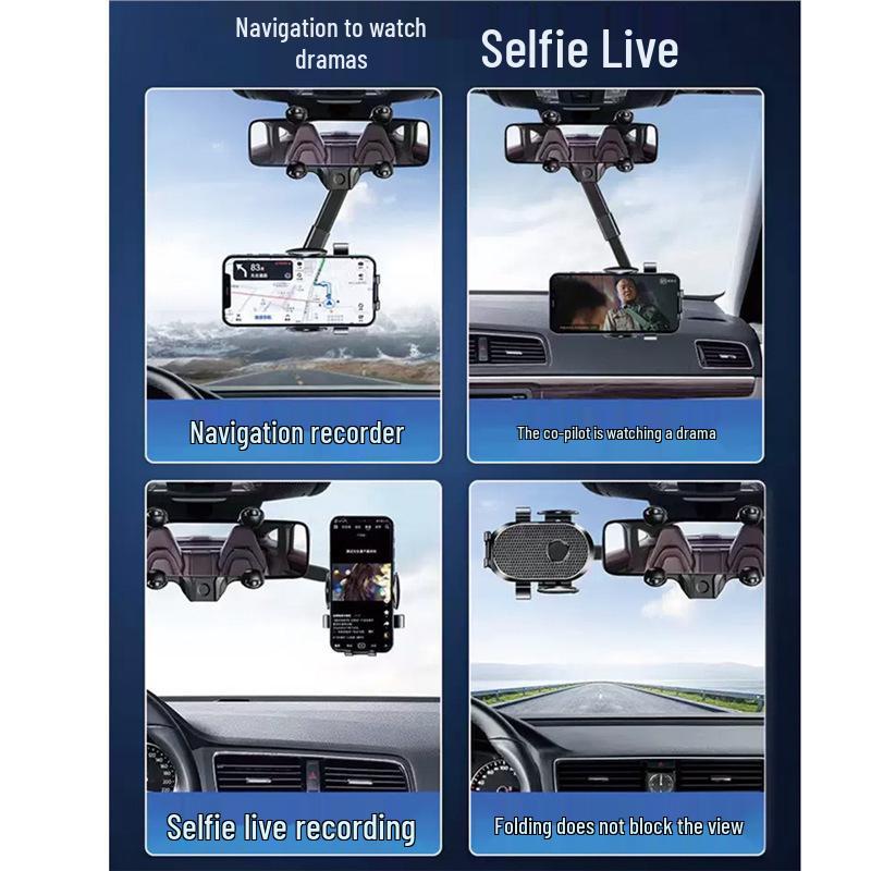 Adjustable Multi-Angle Car Rearview Mirror Phone Holder