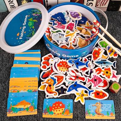 Wooden Magnetic Fish Young Children Baby Hands-on Parent-child Games