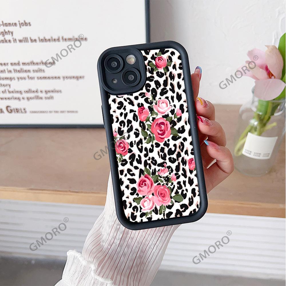 European and American Stations Retro Leopard Print Rose Mobile Phone Case Is Suitable for Apple 17promax Advanced Sense 16pm Silicone Protective Case