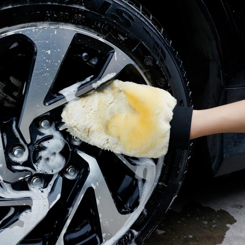 Gants de Lavage de Voiture Double Face en Peluche Épaissis Universels en Laine Imitation Peluche Gants de Nettoyage Velours Corail Gants de Lavage de Voiture