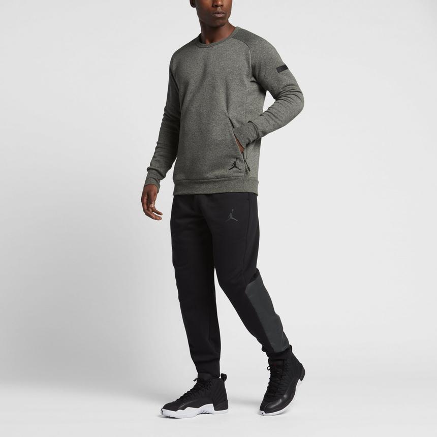 Jordan Solid Color Casual Sport Crew Neck Sweatshirt Men Tops Dark-Grey 802185-355