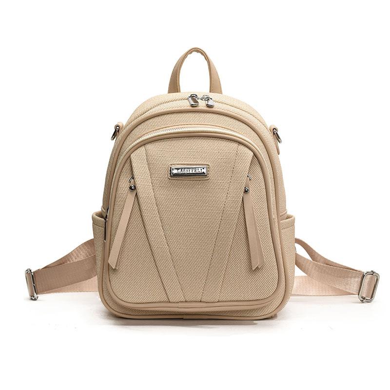 Women's new backpack leather large-capacity double backpack + backpack simple and versatile fashion solid color