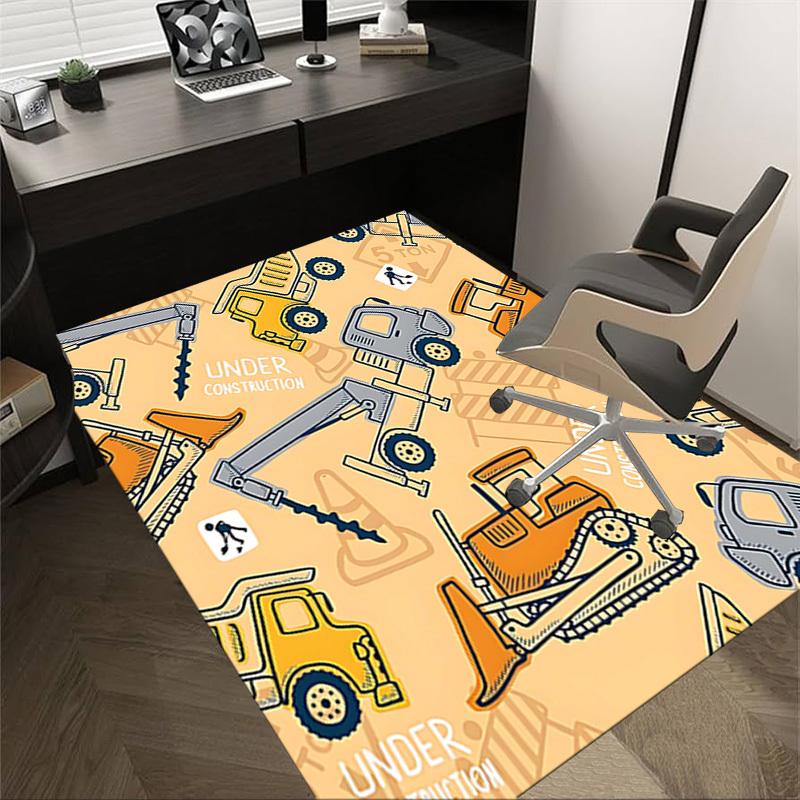 1PC construction vehicles Non-Slip Floor carpet, Office, family, bedroom, Studio - Large Area Rug, Vibrant Colors, Longlasting Material-X402
