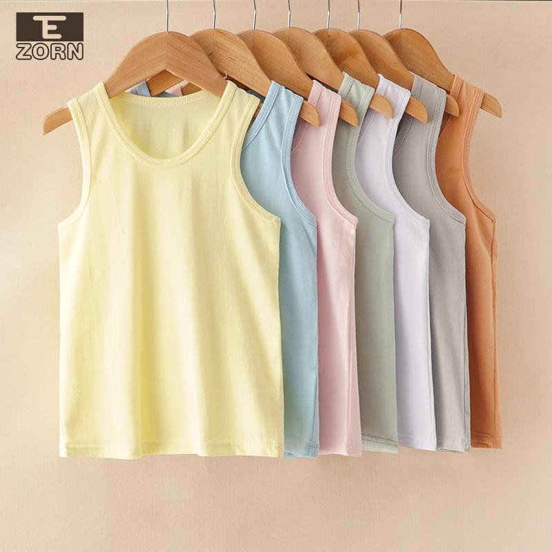 Summer Kids' Cotton Spaghetti Strap Vest - Colorful Base Layer for Boys and Girls